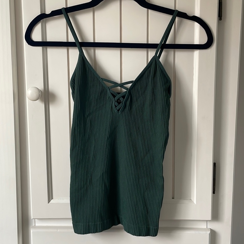 Forest Ribbed Cross Cami Womens